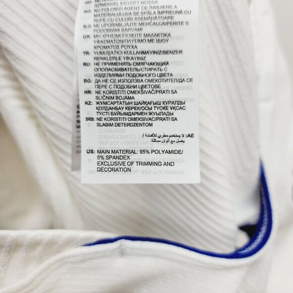 Adidas Foosball Womens V-Neck White & Blue Short-Sleeve Sports Shirt Size L - Picture 11 of 11